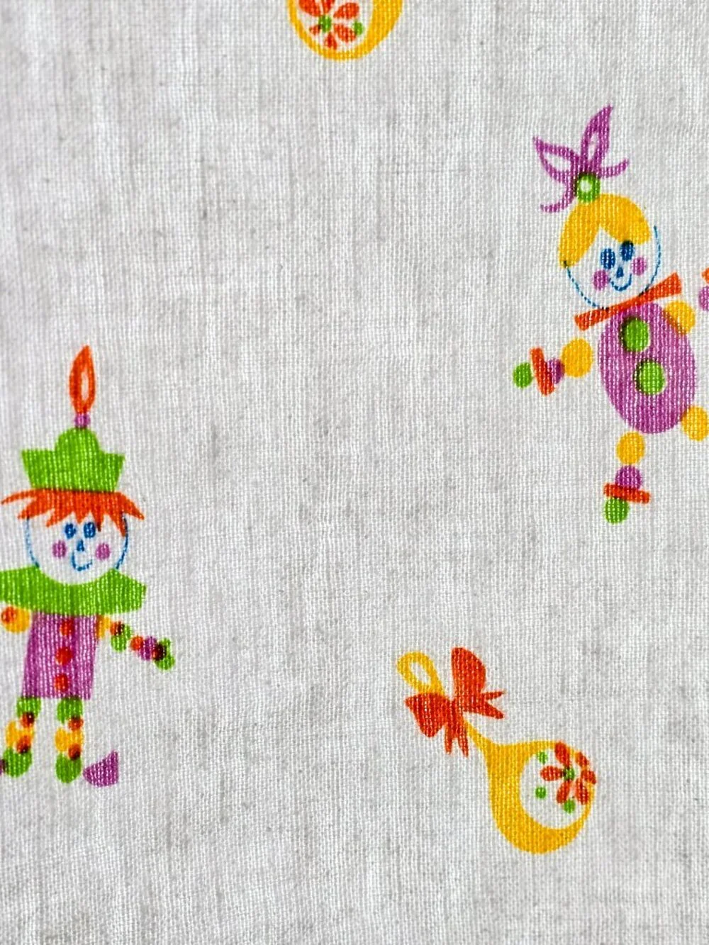 Vintage 1980's Comfort Flannel Receiving Blanket Set of 2 100% Cotton Clowns